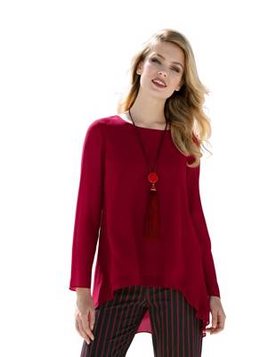 Bluse langarm uni Lässig blickdicht Kunstfaser Langarmblusen 2