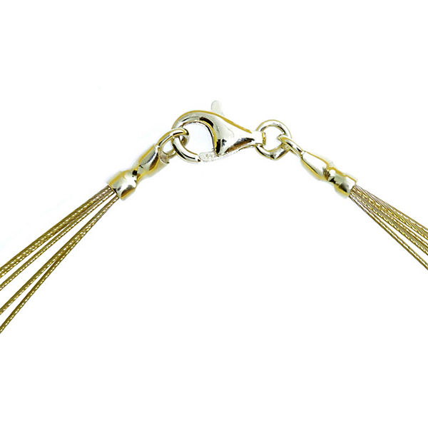 Halsreif - Nyloncollier 5-reihig -goldfarben- - Edelstahl - Verschluß aus Gold 333/000 Halsketten