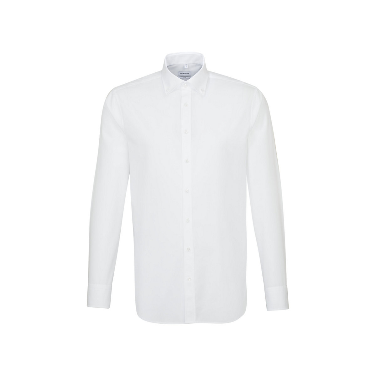 seidensticker Business Hemd Slim Langarm Button-Down-Kragen Uni Langarmhemden weiß