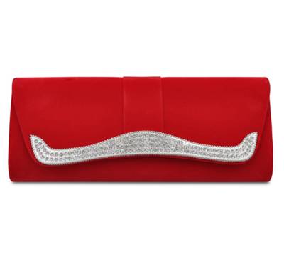 Steuer Modeschmuck Abendtasche Samt in rot mit Strassbesatz Abendtaschen 2