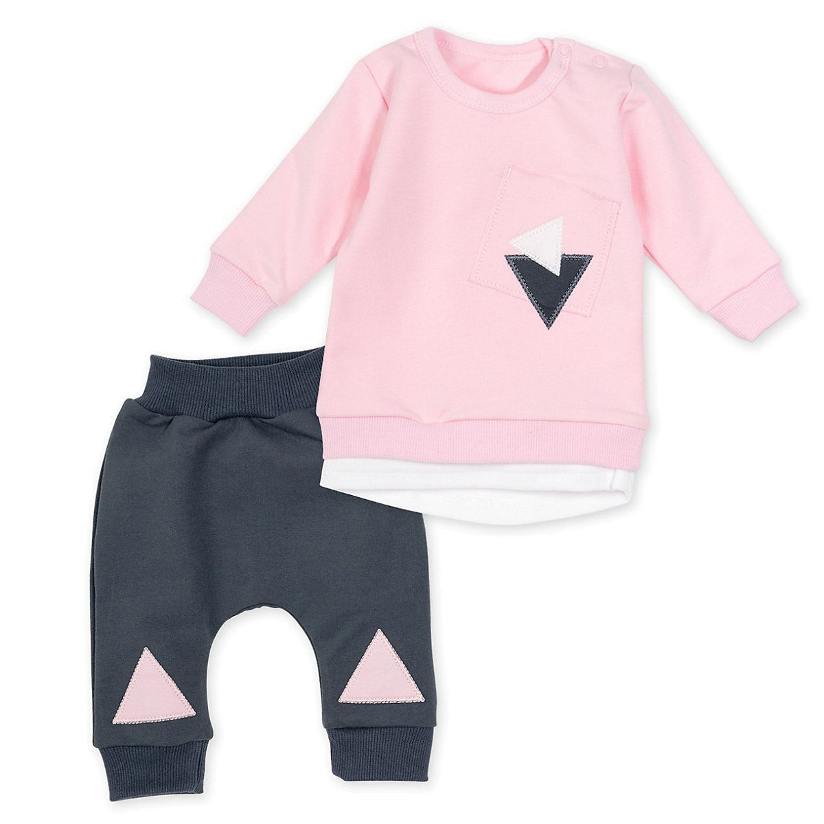 Baby Sweets 2tlg Set Shirt + Hose Lieblingsstücke Triangle T-Shirts für Mädchen grau-kombi