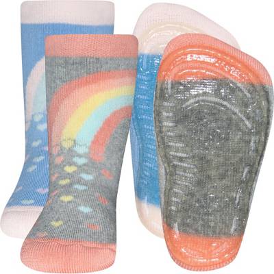 Haussocken Vollsohle Doppelpack für Mädchen, Regenbogen