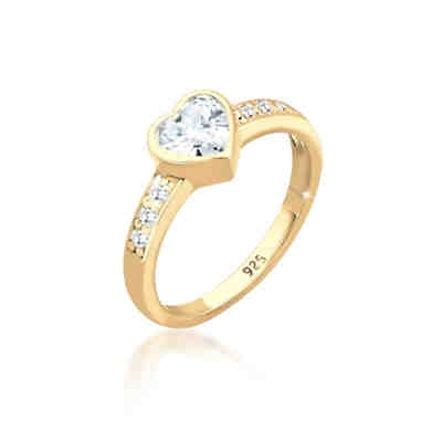 Elli Ring Herz Symbol Verlobung Zirkonia 925 Sterling Silber Ringe