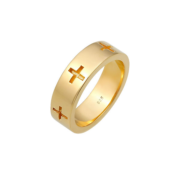 Accessoires Ringe Elli Elli Ring Kreuz Cut Out Bandring Religiös Glaube 925 Silber Ringe gold