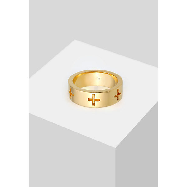 Accessoires Ringe Elli Elli Ring Kreuz Cut Out Bandring Religiös Glaube 925 Silber Ringe gold