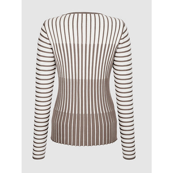 Bekleidung Pullover Paola Pullover aus Strukturstrick im Streifendessin taupe