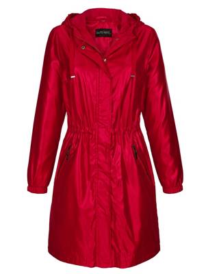 Longjacke Bänder langarm Reißverschluss,Verdeckte Knopfleiste uni Figurnah Kunstfaser Übergangsjacken