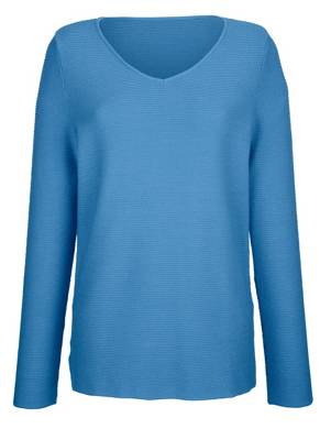Pullover langarm uni Gerade blickdicht Baumwolle Pullover