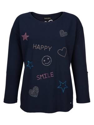 Shirt Plättchen,Nieten langarm motiv Figurumspielend blickdicht Baumwolle,Kunstfaser T-Shirts