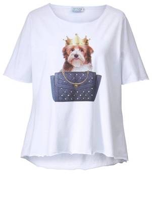 Shirt Strasssteine kurzarm motiv Leicht tailliert blickdicht Baumwolle T-Shirts