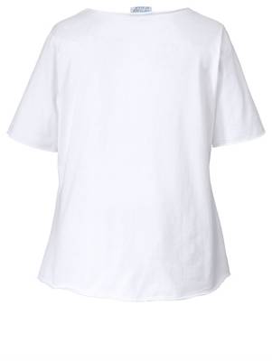 Shirt Strasssteine kurzarm motiv Leicht tailliert blickdicht Baumwolle T-Shirts 2