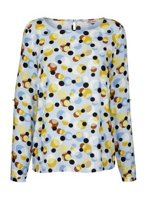 Bluse langarm Knopf gepunktet Figurumspielend blickdicht Viskose Langarmblusen