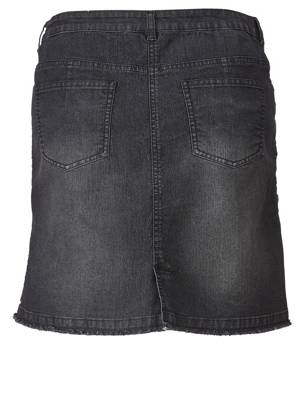 Jeansrock Offene Kanten,Ösen Knopf,Reißverschluss uni Ausgestellt blickdicht Baumwolle,Kunstfaser Jeansröcke 2