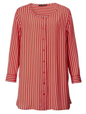 Longbluse langarm Knopfleiste gestreift Gerade blickdicht Viskose Langarmblusen