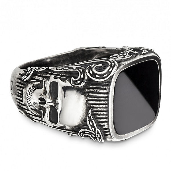 Ring 925/- Sterling Silber Onyx schwarz Onyx oxidiert Ringe