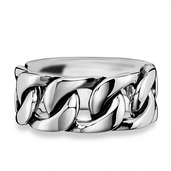 Ring 925/- Sterling Silber rhodiniert Ketten-Optik ohne Stein rhodiniert Ringe