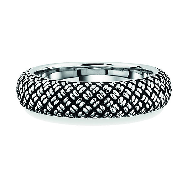 Accessoires Ringe Cai Ring 925/- Sterling Silber rhodiniert Struktur ohne Stein rhodiniert Ringe weiß