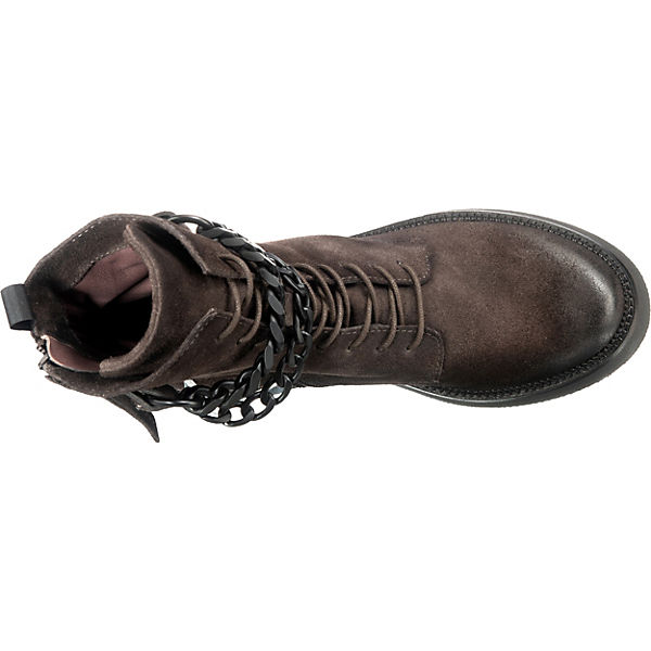 Schuhe Schnürstiefeletten JOLANA & FENENA J&F Lace-Up Boots mit Kettendetails dunkelbraun