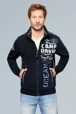 CAMP DAVID Sweatjacke mit Tapes und Label-Applikationen Sweatjacken