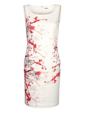 Kleid ärmellos Nahtreißverschluss floral Figurbetont blickdicht Baumwolle,Kunstfaser Abendkleider