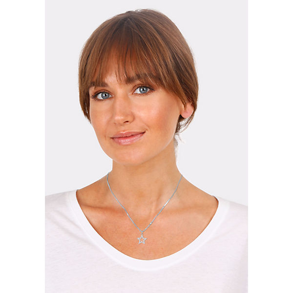 Accessoires Halsketten Elli Elli Halskette Femme Pendentif Étoile De Cristal - (925/1000) Argent Halsketten weiß