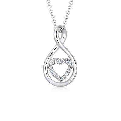 Elli Halskette Infinity Herz Kristalle 925 Silber Halsketten