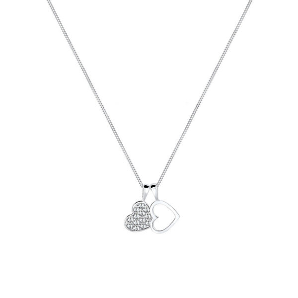 Accessoires Halsketten Elli Elli Halskette Herz Duo Funkelnd Kristalle 925 Silber Halsketten weiß Accessoires Halsketten Elli Elli Halskette Herz Duo Funkelnd Kristalle 925 Silber Halsketten weiß