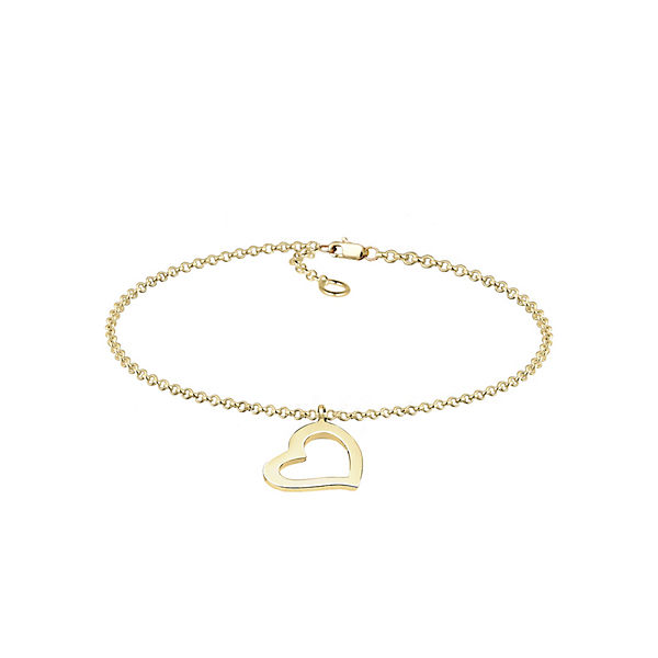 Accessoires Armbänder Elli PREMIUM Elli Premium Armband Herz Heart Verliebt Liebe Elegant 375 Gelbgold Armbänder gold