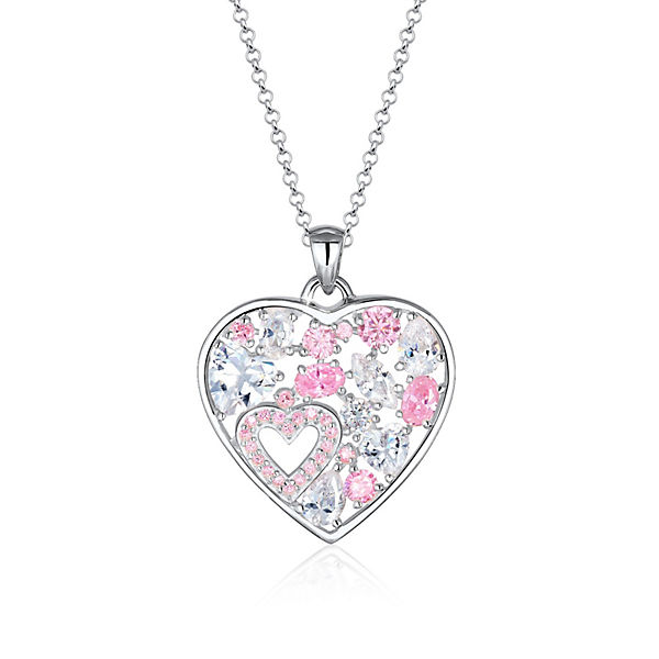 Accessoires Halsketten Elli PREMIUM Elli Premium Halskette Herz Zirkonia Verspielt 925 Sterling Silber Halsketten rosa Accessoires Halsketten Elli PREMIUM Elli Premium Halskette Herz Zirkonia Verspielt 925 Sterling Silber Halsketten rosa