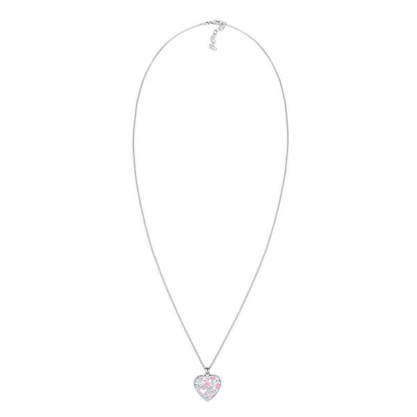 Accessoires Halsketten Elli PREMIUM Elli Premium Halskette Herz Zirkonia Verspielt 925 Sterling Silber Halsketten rosa