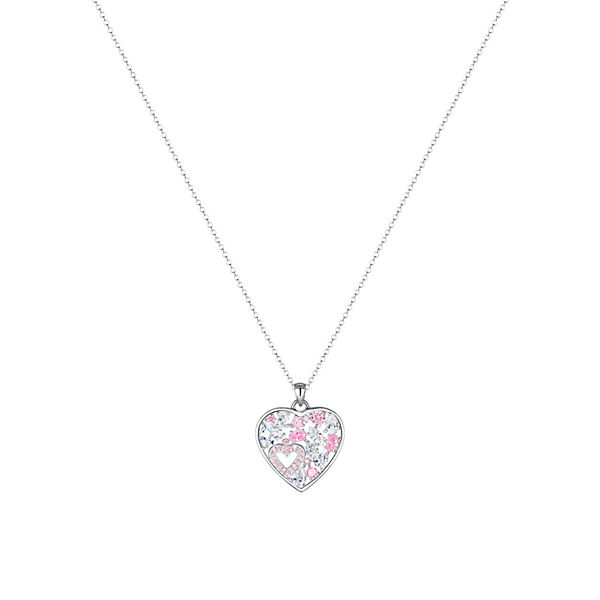 Accessoires Halsketten Elli PREMIUM Elli Premium Halskette Herz Zirkonia Verspielt 925 Sterling Silber Halsketten rosa