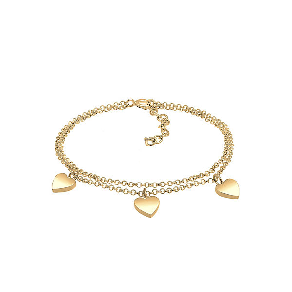 Accessoires Armbänder Elli Elli Armband Herz Symbol Love Trio Layer Erbskette 925 Silber Armbänder gold