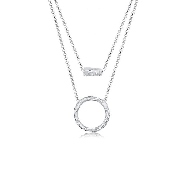 Elli Halskette 2-Lagig Layer Kreis Stab Geo Design 925 Silber Halsketten