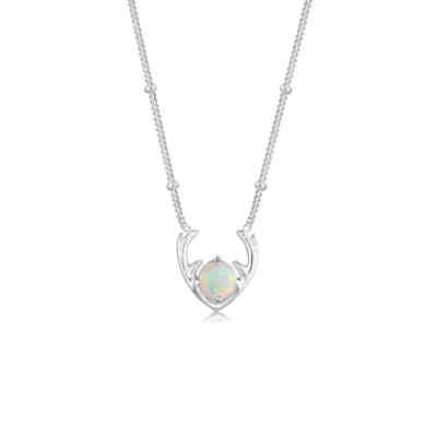 Elli Halskette Synthetischer Opal Rentier Geweih 925 Silber Halsketten
