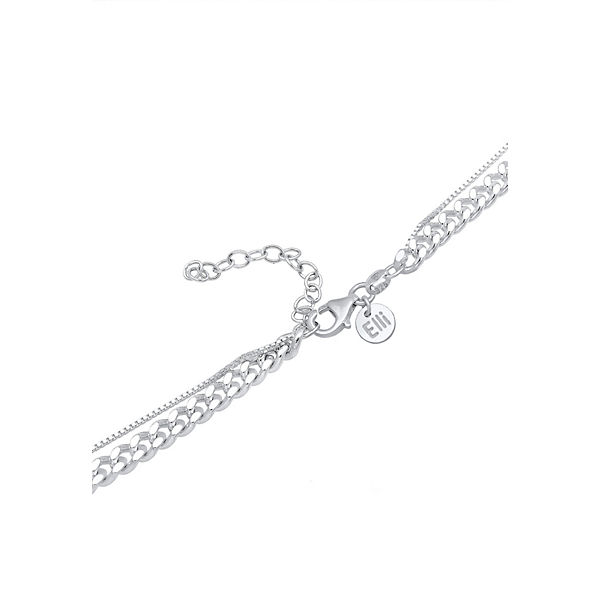 Accessoires Halsketten Elli PREMIUM Elli Premium Halskette Panzerkette Massiv Basic Layer Look 925Er Silber Halsketten silber