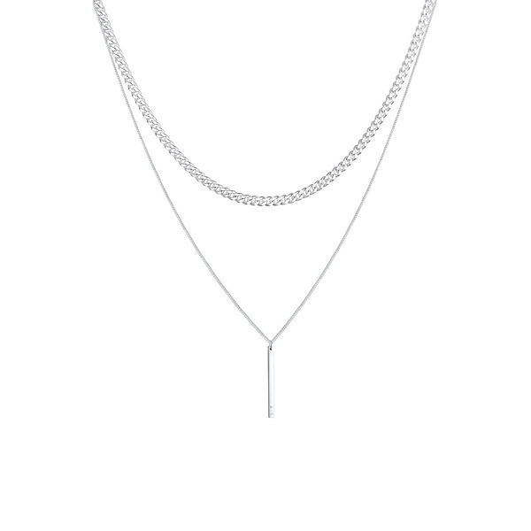 Accessoires Halsketten Elli PREMIUM Elli Premium Halskette Panzerkette Massiv Basic Layer Look 925Er Silber Halsketten silber