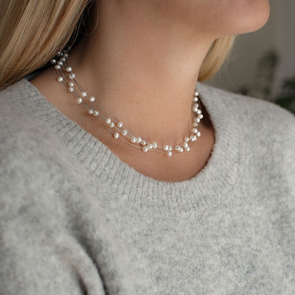 Accessoires Halsketten Valero Pearls Kette Sterling Silber Süßwasser-Zuchtperle weiß Halsketten silber