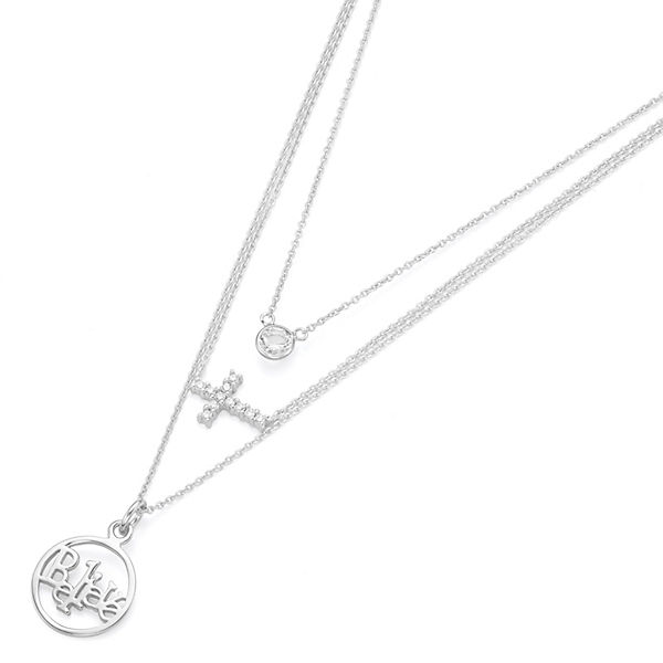 Smart Jewel Collier 3-reihig, Zirkonia Steine, Silber 925 Halsketten