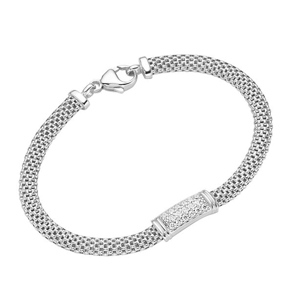 Smart Jewel Armband Mesh, Mittelteil Zirkonia, Silber 925 Armbänder