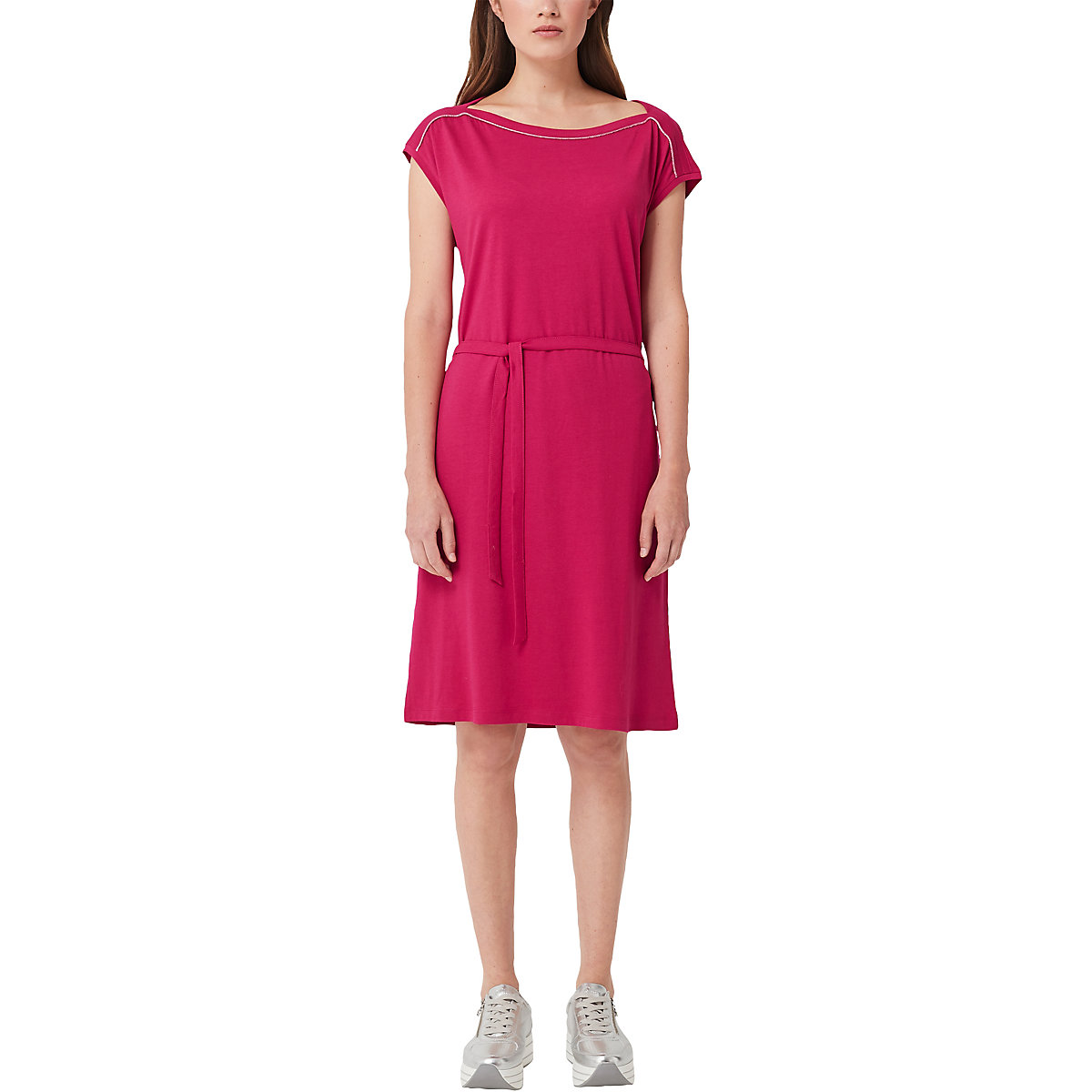 s.Oliver Jerseykleid mit Zierbordüre Jerseykleider pink