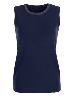 Top ärmellos uni Gerade blickdicht Viskose Tops