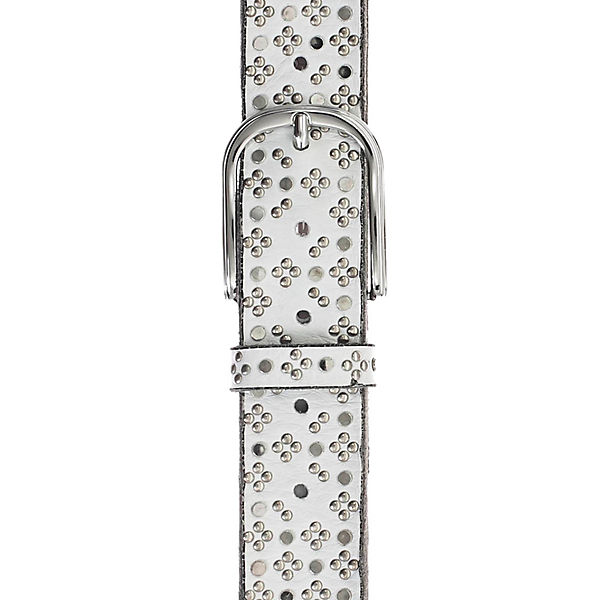 Accessoires Ledergürtel b.belt Leder-Nietengürtel TINI SILVER Ledergürtel weiß Accessoires Ledergürtel b.belt Leder-Nietengürtel TINI SILVER Ledergürtel weiß