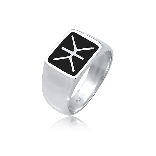 Kuzzoi Ring Herren Siegelring Emaille Logo Basic 925 Silber Ringe
