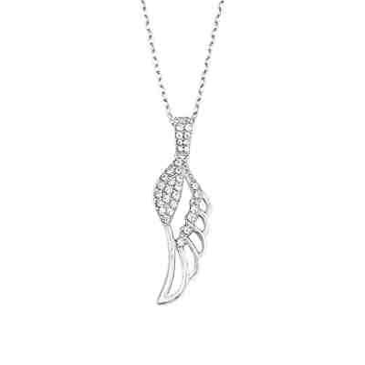 Kette mit Anhänger für Damen, Sterling Silber 925, Zirkonia (synth.) Flügel Halsketten