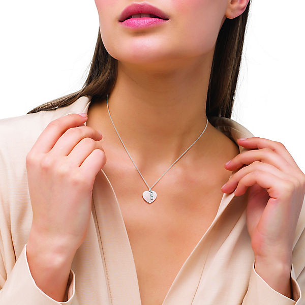 Accessoires Halsketten AMOR Kette mit Anhänger für Damen Sterling Silber 925 Zirkonia (synth.) Herz Halsketten silber