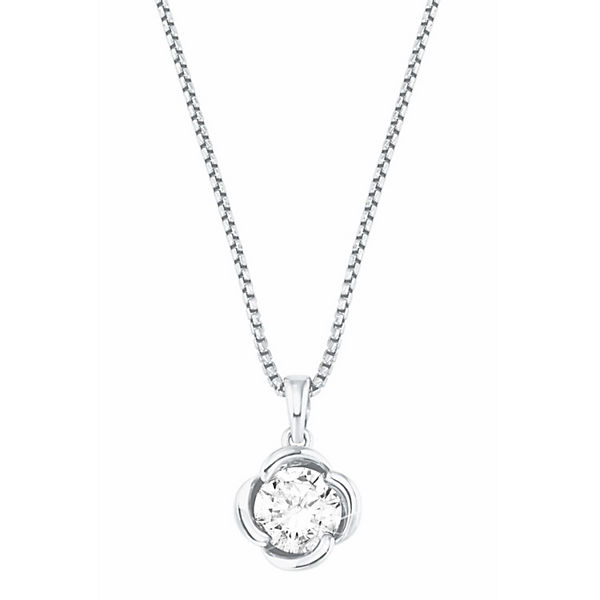 Accessoires Halsketten s.Oliver Halskette für Damen Sterling Silber 925 Zirkonia (synth.) Blume Halsketten silber