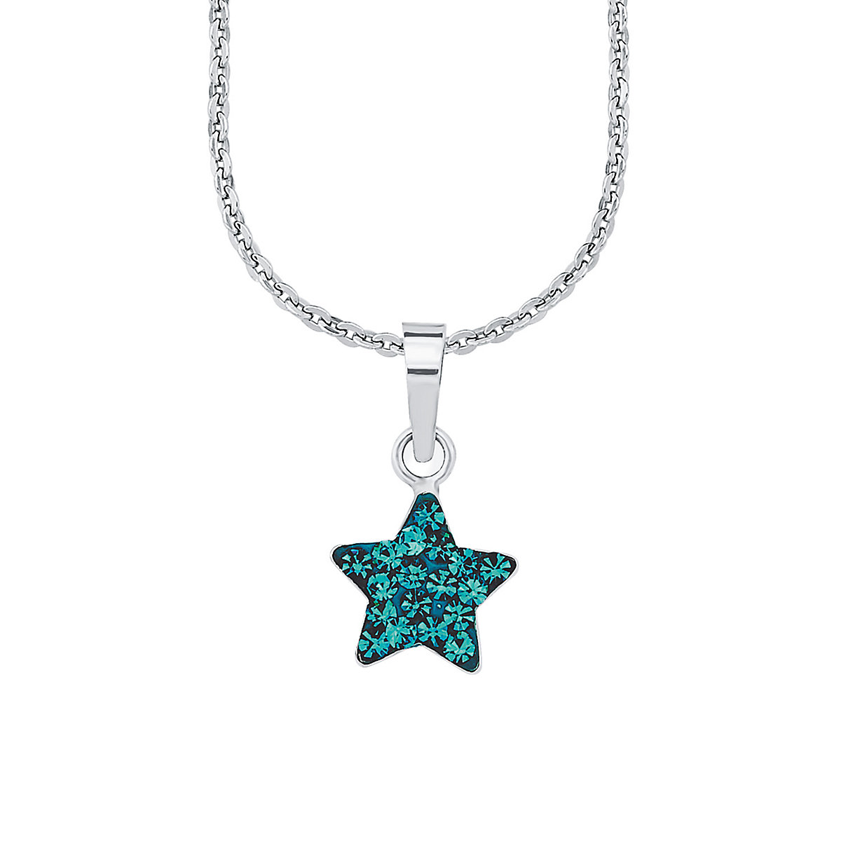 AMOR Kette mit Anhänger für Mädchen 925 Sterling Silber Kristallglas | Stern Halsketten für Mädchen silber