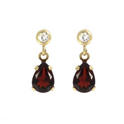 Luxxos Ohrstecker mit Granat und Zirkonia aus 375 Gelbgold Ohrstecker