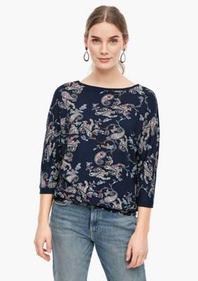 Gemustertes Fledermausshirt T-Shirts 2