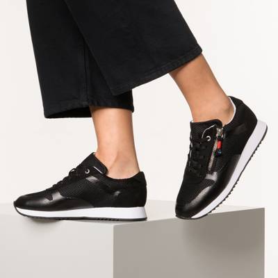 Inselhauptstadt, Suede Running Sneaker mit Insel Zip Inselhauptstadt, Soft Mesh Sneaker mit Insel Zip, schwarz